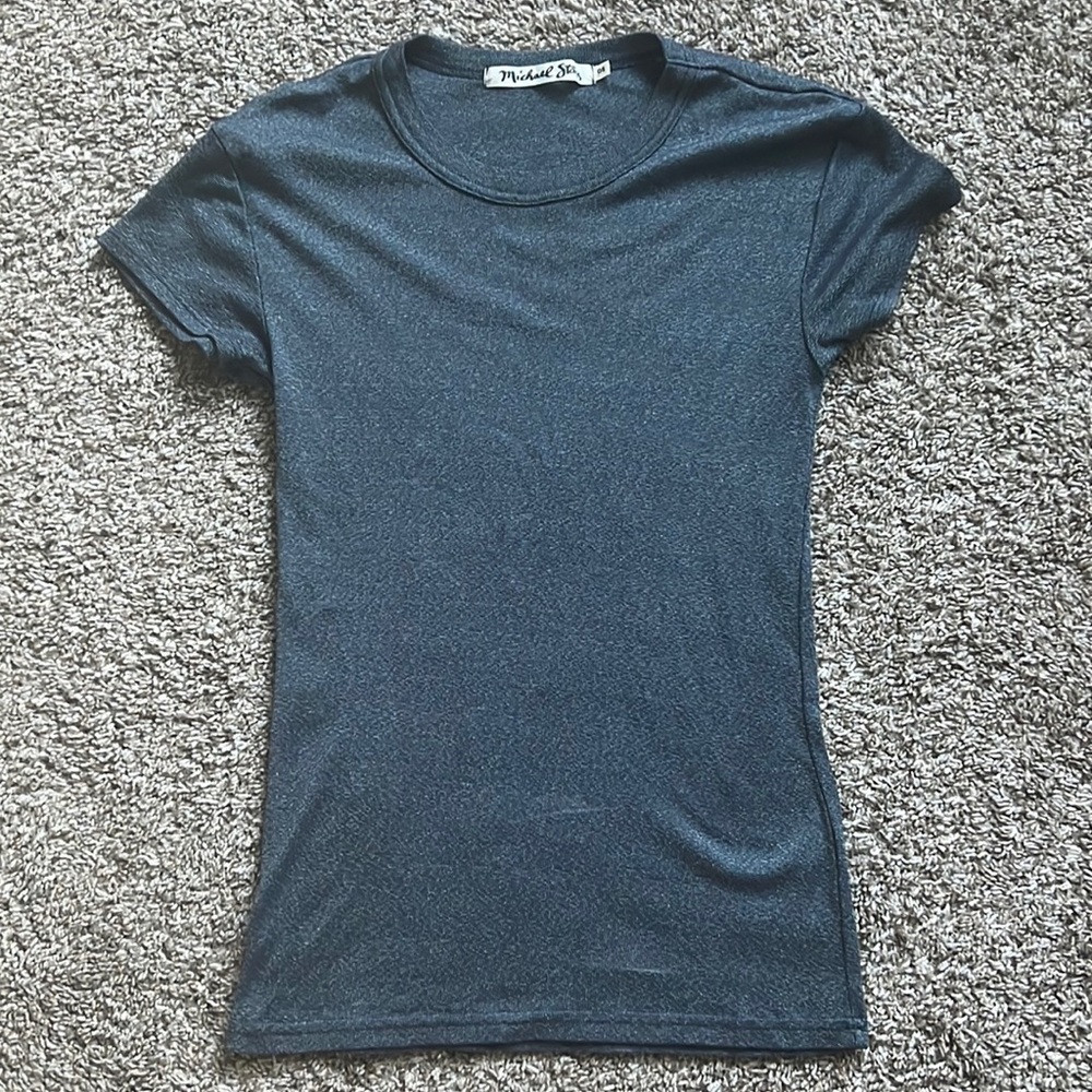 Gently worn Michael Stars one size fits all slate gray blue shirt, short sleeve